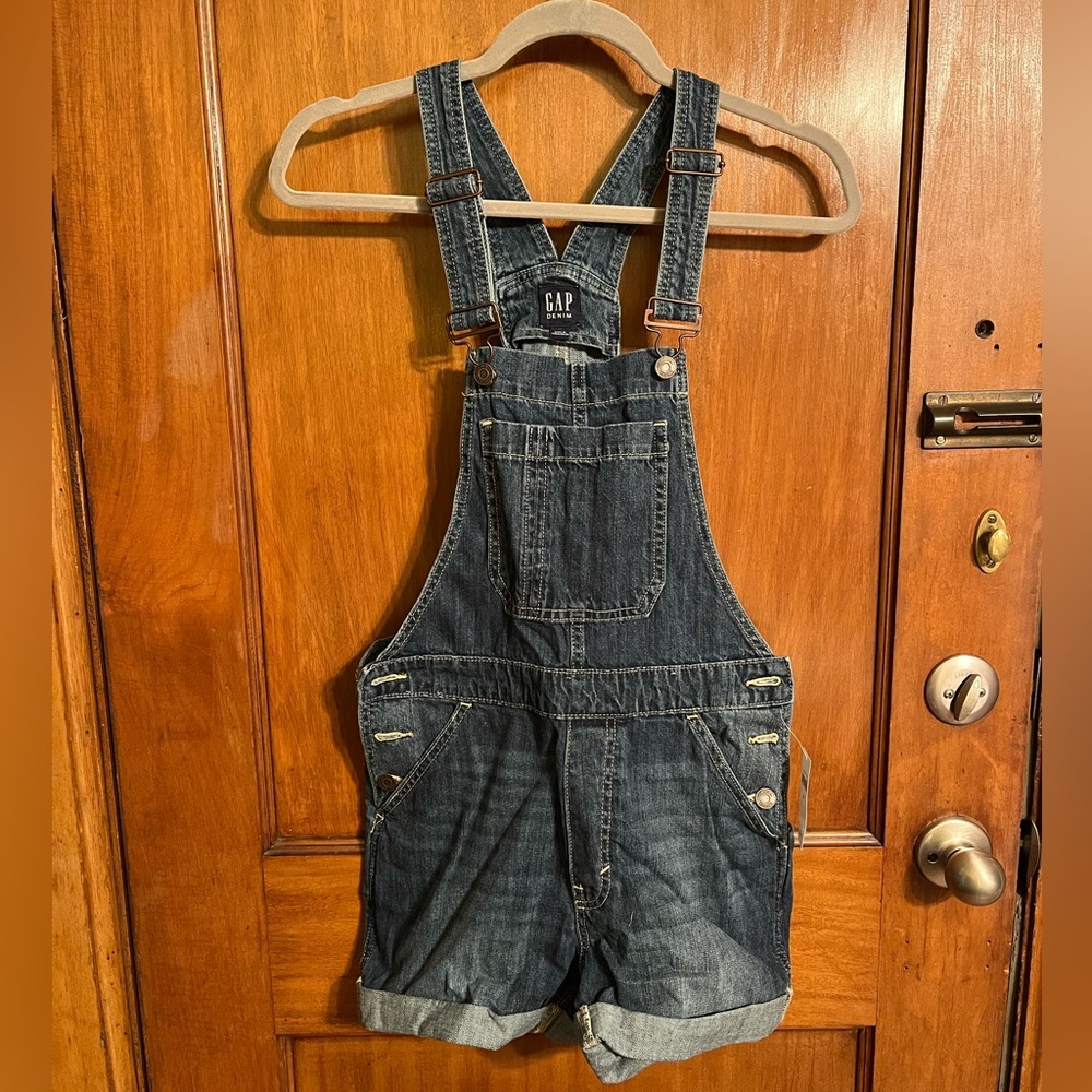 Denim short overalls